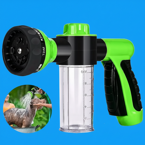 BARK! Dog Washing Hose Attachment with 8 Spray Patterns & Shampoo Dispenser