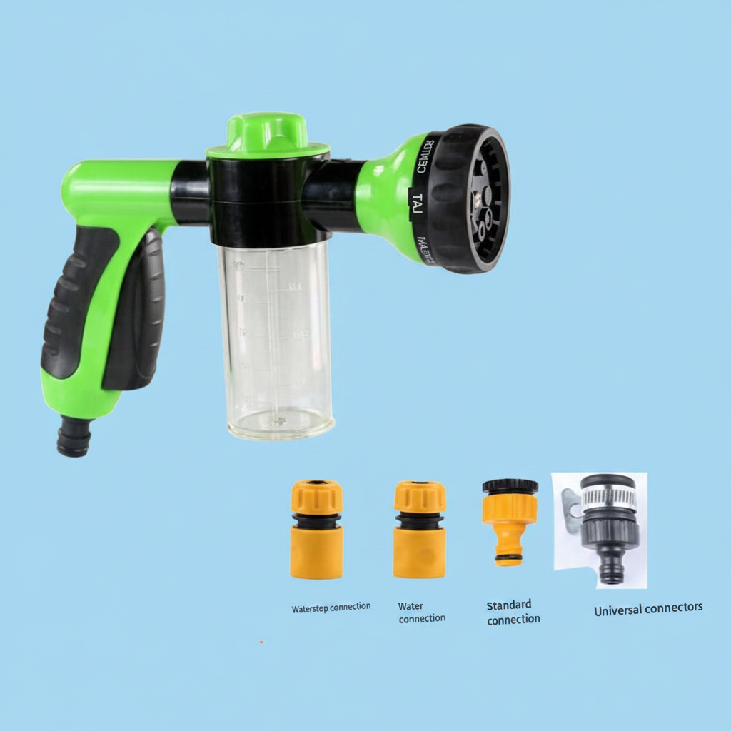 BARK! Dog Washing Hose Attachment with 8 Spray Patterns & Shampoo Dispenser