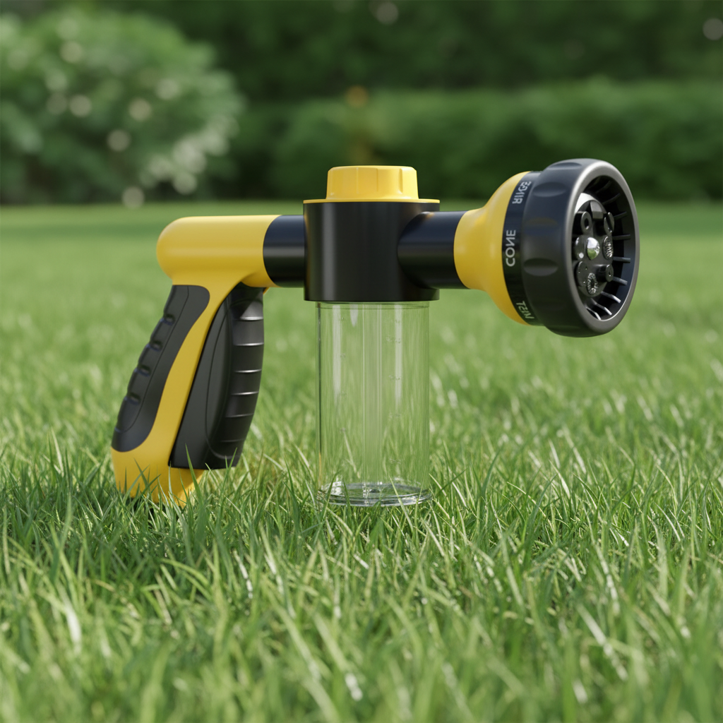 BARK! Dog Washing Hose Attachment with 8 Spray Patterns & Shampoo Dispenser